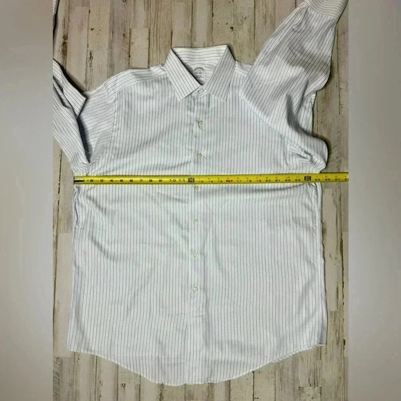Brooks Brothers White/ Blue Striped Shirt Mens 17-36 Button Up Long Sleeve - Picture 5 of 13